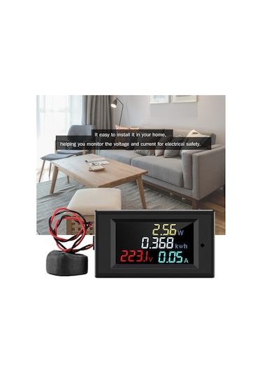 Besthome1 80-300v Ac Renkli Lcd Ekranlı Dijital Voltmetre Ampermetre, 100a Ct Trafosu İle Güç Ve Enerji Ölçümü