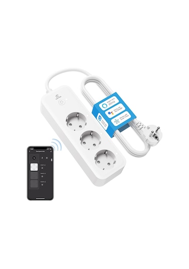 Akıllı Wlan Çoklu Priz, 3 Ac, Alexa Ve Google Uyumlu, 1,5 M