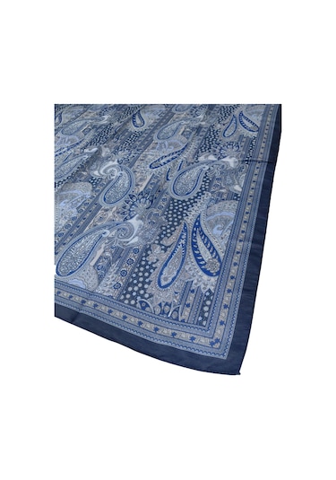 Enba Pamuklu Etnik Desenli Soft Eşarp Lacivert - Indigo