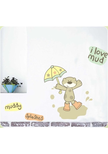 Sıa Duvar Süsü (Sticker) Çamurlu Ayı Desenli Pvc