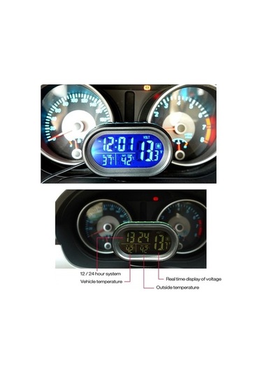 My Topped Araba Saati: Mavi Tarih/saat, Sıcaklık, Voltmetre, 1.0 C Doğruluk, 2 Led Işık, -50 C İle +70 C Arası