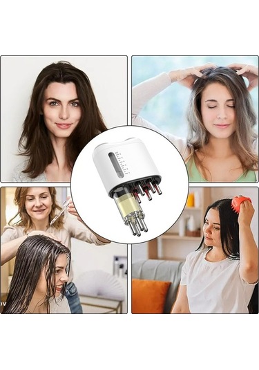 Artfulabode Şarjlı Saç Bakım Fırçası - Kırmızı Işıklı Masajlı Yağ Uygulayıcı Beyaz Beyaz
