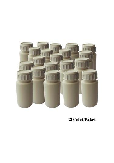 Labbakkal Numune Şişe 100 Ml Yuvarlak Beyaz Plastik 20 Adet Yüksek Kalite Hdpe
