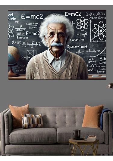 Grafiti Einstein Portresi Dekoratif Kanvas - Mdf Ahşap Tablo