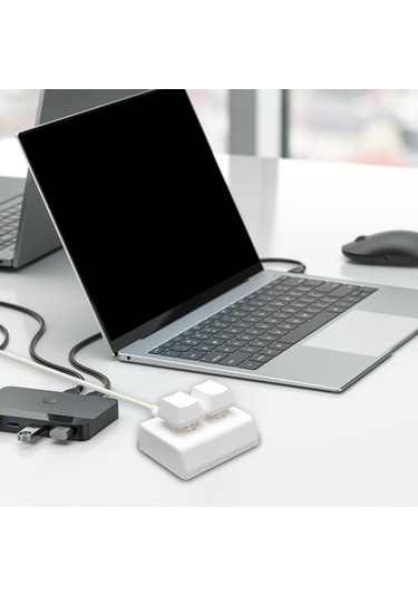 Suntek 2 Tuşlu Klavyesi, Type C Pc Programlama Makro Ses Beyaz