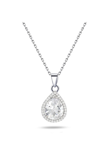 Damla Model Taşlı Cevher Kadın Gümüş Kolye Gümüş