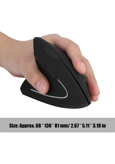 Ximistore9 Sol El İçin Ergonomik Dikey Kablosuz Fare - 3 Seviye Dpı Ayarı, 6 Programlanabilir Tuş, Enerji Tasarrufu Özelliği Siyah, Pil Yok