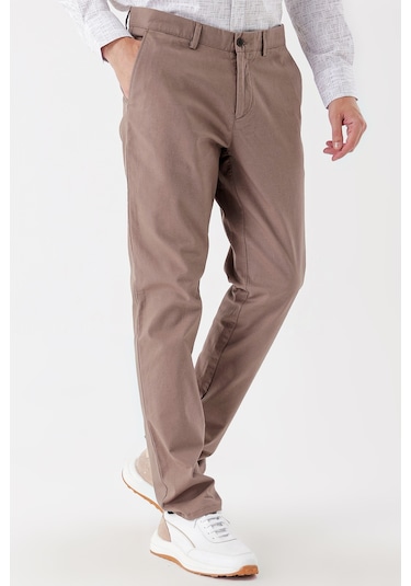 Koyu Bej Pamuklu Likralı Yan Cepli Comfort Fit Rahat Kesim Casual Pantolon 1003235154-koyu Bej Koyu Bej
