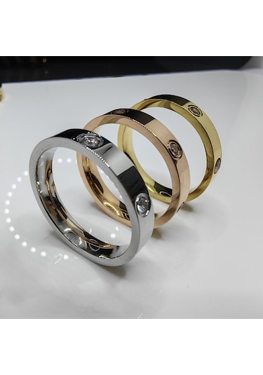 Altın Gül Altın Paslanmaz Çelik Çift Yapay Elmas Yüzük Erkek/kadın Taşlı Çift Alyans Titanyum Nişan Yüzüğü 5-10 Men-6