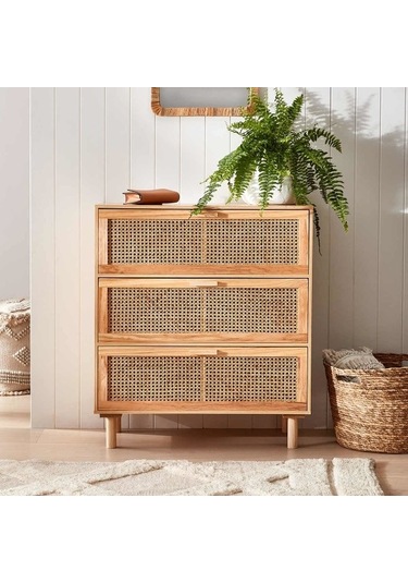 Ahşap Rattan Model Şifonyer Ceviz