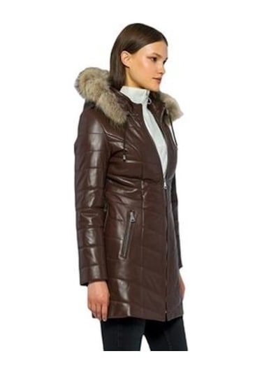 Basics&more Kadın Kürklü Kapüşonlu Deri Ceket Bdr020 001
