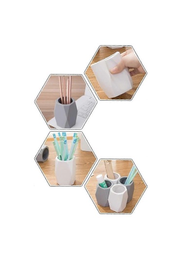 Ganzhoushop Silikon Kalemlik Silikon Kalem Kapları Geometrik Kalemlik Masaüstü Kırtasiye Düzenleyici Kalem Kutusu Ofis Ev Okul Malzemeleri İçin 1 Adet