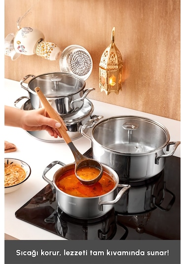 Karaca Alaz İndüksiyon Tabanlı 8 Parça Çelik Tencere Seti