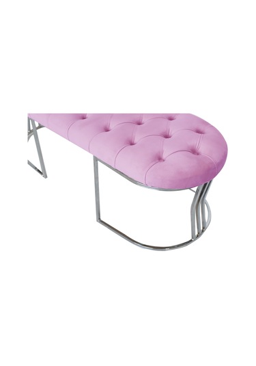 VİEGO SILVER PEMBE-Kapitoneli Model Puf&Bench&Koltuk-Oturak-Uzun Makyaj Puff-Yatak Odası Ucu&Önü