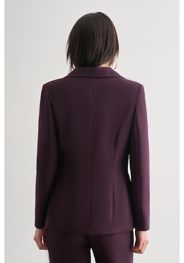 Mizalle Mürdüm Tek Düğme Klasik Blazer Ceket Mürdüm