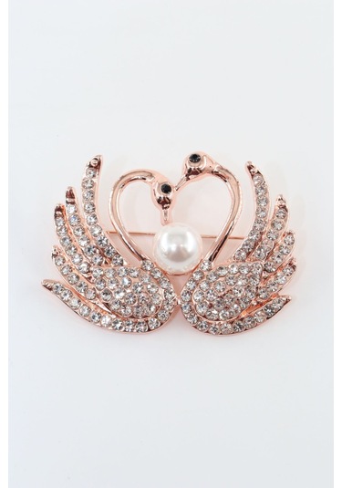 Aşık Kuğu Broş. Altın Renkli Kalpli Aşık Kuğulu Yaka İğnesi Broş. Kadın Broş. Kuğu Broş. Kalp Broş Gold