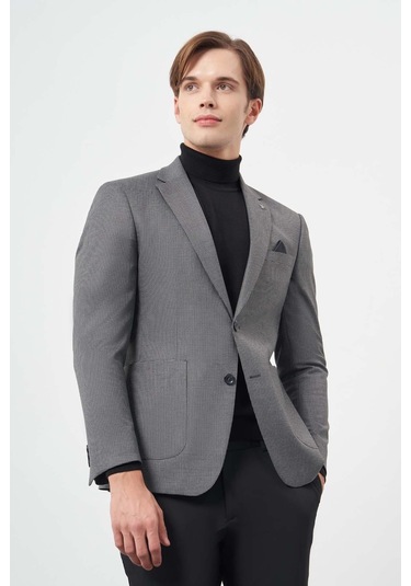 Füme Kazayağı Desen Bez Ayağı Mono Yaka Tam Astar Çift Yırtmaç 2 Düğme 6 Drop Slim Fit Classic Ceket 1002245106 Füme Füme Kazayağı Desen Bez Ayağı Mono Yaka Tam Astar Çift Yırtmaç 2 Düğme 6 Drop Slim Fit Classic Ceket 1002245106 Füme