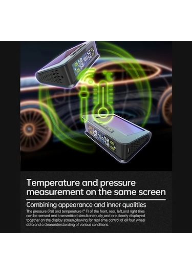 Motion003 Evrensel Araç Kablosuz Siyah Lastik Basınç İzleme Sistemi Güneş Enerjili Type C Şarjlı