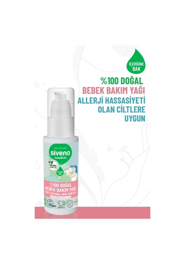 Siveno %100 Doğal Bebek Yağı Organik Jojoba Bakım Masaj Yağı Bitkisel Vegan 50 ml