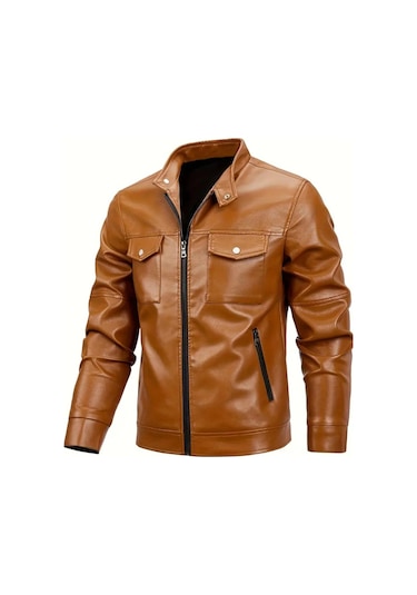 Hakiki Kuzu Derisi Taba Renk Erkek Spor Ceket Taba