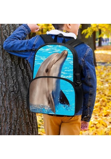 Sırt Çantası Okul Çantaları Erkek Kız, Okul Çantaları Günlük Günlük Sırt Çantası Büyük Okul Çantaları Ocean Dolphin