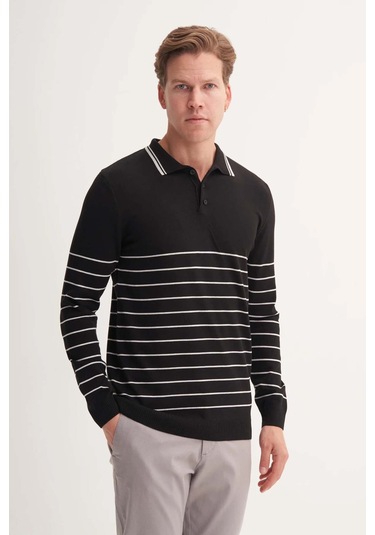 Cazador Siyah - Beyaz Erkek Kazak 33020 Siyah - Beyaz