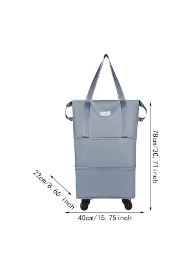 Homyl Katlanabilir Seyahat Çantası Tekerlekli Genişletilebilir El Mavi Çift Genişlet