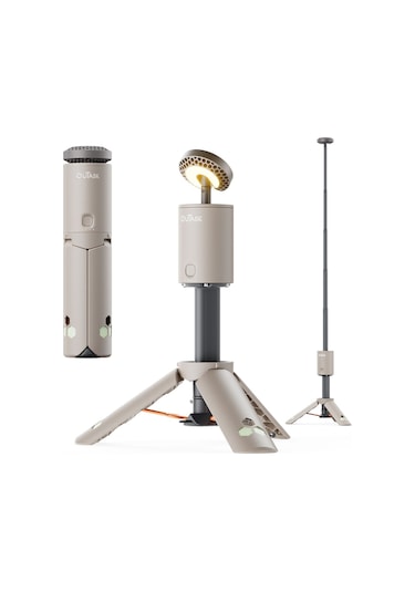 Roxform Outask Teleskopik Şarjlı Kamp Feneri, Bataryalı, Powerbank Özellikli, Led Aydınlatma, Kamp Lambası Çöl Sarısı