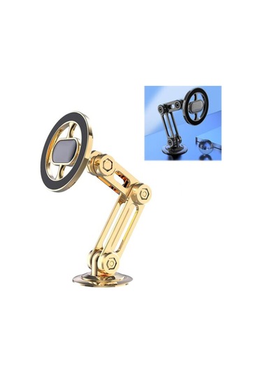 Tenfowee Evrensel 360 Dönebilen Manyetik Araç Telefon Tutucu - Güçlü Yapışkanlı, Katlanabilir, Sinyal Engellemez Altın