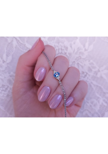 Sirius Pırlanta Ve Oval Mavi Topaz Taşlı Bileklik 0817b0008