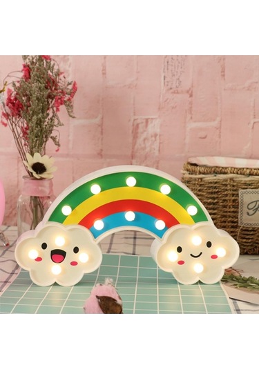 Gülen Bulutlu Gökkuşağı Led Gece Lambası Çok Renkli