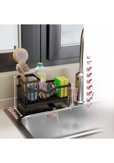 Youtek Sıcak Su Armatürü Lavabo Sünger Çöp Sepeti, Çelik Çelik Malzeme, Ev Ofis Mutfak Depolama Organizer, Renk: Siyah Diğer