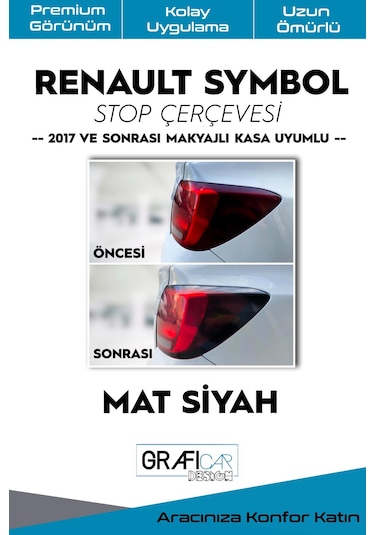 Renault Symbol Stop Çerçevesi Sticker 2017 Sonrası / MAT SİYAH