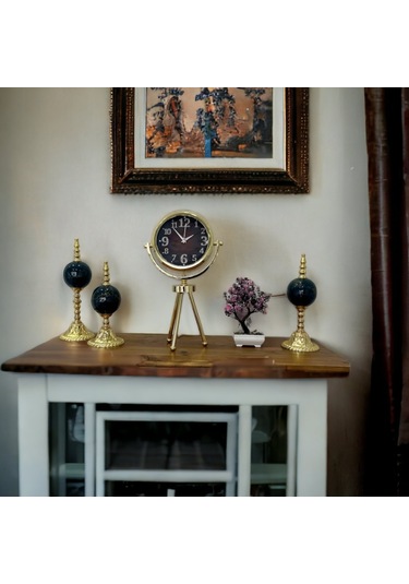Gold Metal Ofis Salon Otel Ayaklı Masa Saati 45 Cm M23