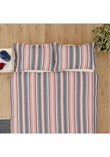 Karaca Home Denim Farley Çift Kişilik Yatak Örtüsü Seti Kırmızı