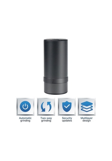Novahub Çift Yönlü Otomatik Değirmen, 3 Tıkla Açma, Alüminyum Gövde, 100sn Öğütme, Siyah Siyah