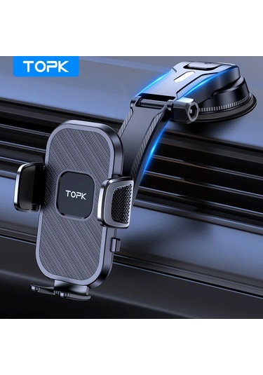 Topk 2-ın-1 Araç Telefon Tutucu, Dashboard & Air Vent İçin, İphone Samsung Android Uyumlublack Black