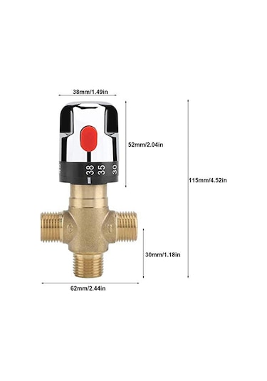 Termostatik Karışım Vanası Prinç G1/2 Duş Sistemi İçin Su Sıcaklığı Kontrol Borusu Havza Termostat Kontrolü