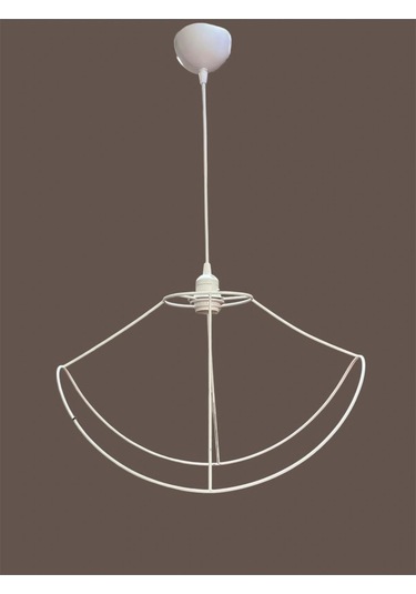 Yaprak Avize Teli , İskeleti Büyük Boy 50x32 Cm Beyaz Statik Boyalı Duy Takımı Dahil Beyaz