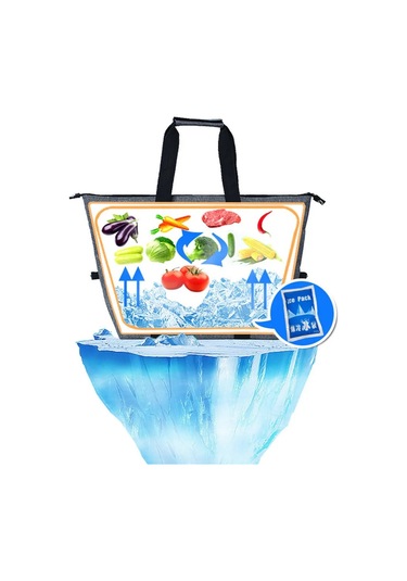 20l Soğutucu Çanta Büyük Katlanabilir Soğutucu Piknik Çantası Yalıtımlı Çanta Termo Çanta Plaj Soğutucu Kutusu Siyah Çok Renkli