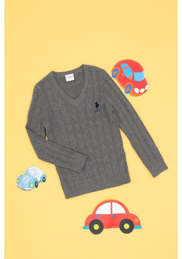 U.s. Polo Assn. Erkek Çocuk Gri Melanj Kazak /triko 50315639-vr086 Gri Melanj