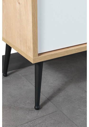 3111 Şile Metal Ayaklı Metal Kulplu 100 Cm Tv Ünitesi - Beyaz Safir Beyaz - Safir