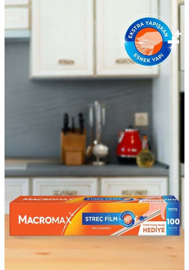 Streç Film 100 Metre, Pratik Kesme Bıçağı Hediyeli, Büyük Ekonomik Boy, Pvc Içermez