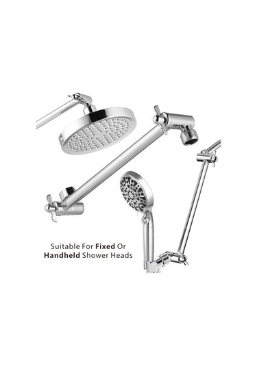 Suofeng 11 İnç Bronz Duş Kolu Uzatıcı, 180 Derece Ayarı, Krom Kaplama, Ev/ Otel/ Okul İçin Standart G1/2 Bağlantı Gümüş