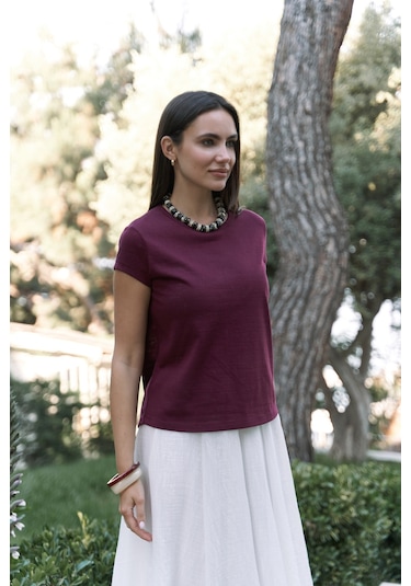 Bohemai Suva Kısa Kol Bordo T-shirt Bordo