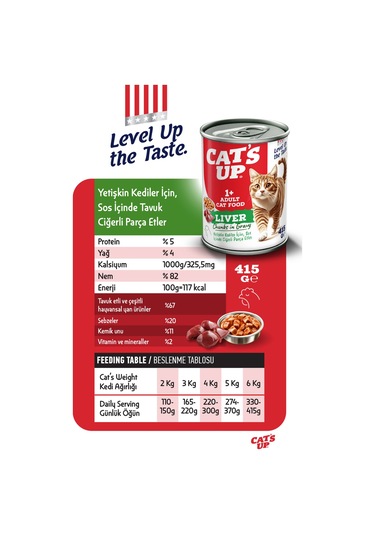 Cats Up Yaş Yetişkin Kedi Maması Ciğerli 415gr