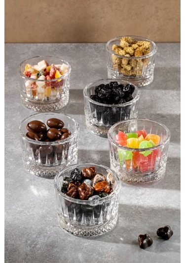 6'lı Cam Lokumluk Çay Kahve Yanı İkramlık Çok Renkli