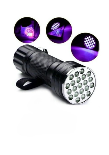 Harry 2 Adet Uv Işınlı 21 Led Ultraviyole Mor Işıklı Metal El Feneri Siyah