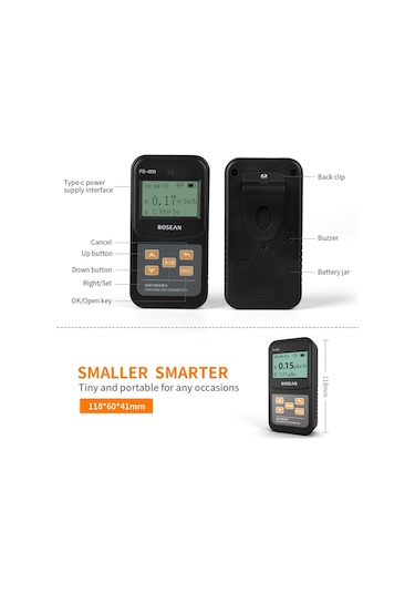 Bosean Fs-600 Nükleer Radyasyon Dedektörü Geiger Sayacı X-ışını Beta Gama Test Cihazı Gm Sayacı Doz Hızı Gerçek Zamanlı Dozimetre