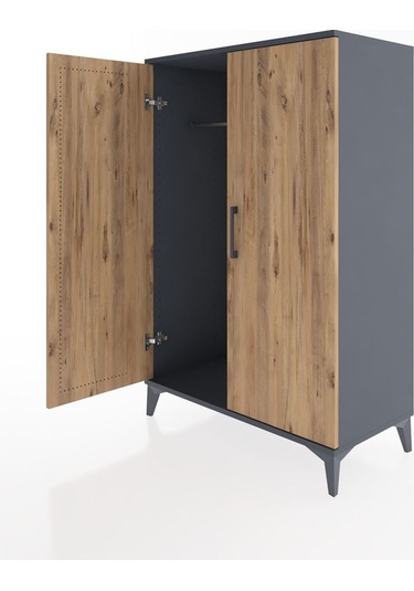 Hyperion Dolap 2 Kapaklı Tek Askılı 88x44x134 Antrasit-çam Antrasit